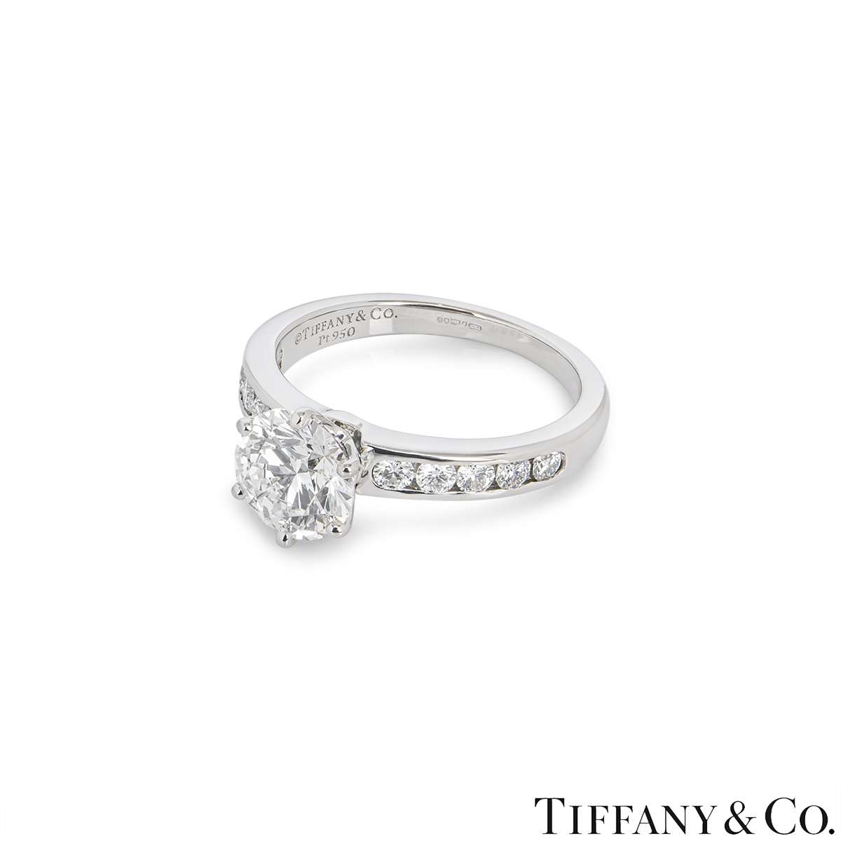 Tiffany & Co. Platinum Round Brilliant Cut Diamond Ring 1.53ct F/VS2